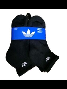 ADIDAS Mens Black Socks Quarter medium Shoe Size